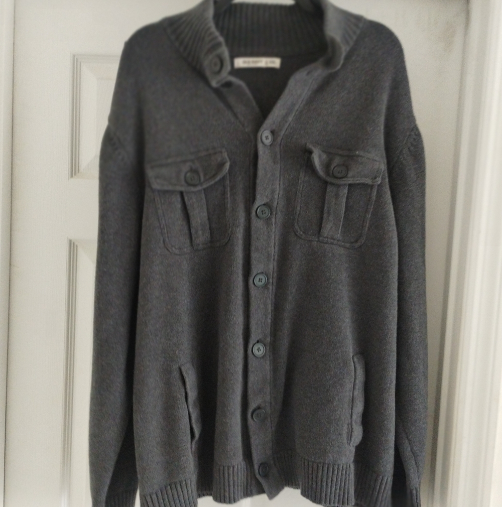 Old Navy Men's Charcoal Cardigan Sweater
